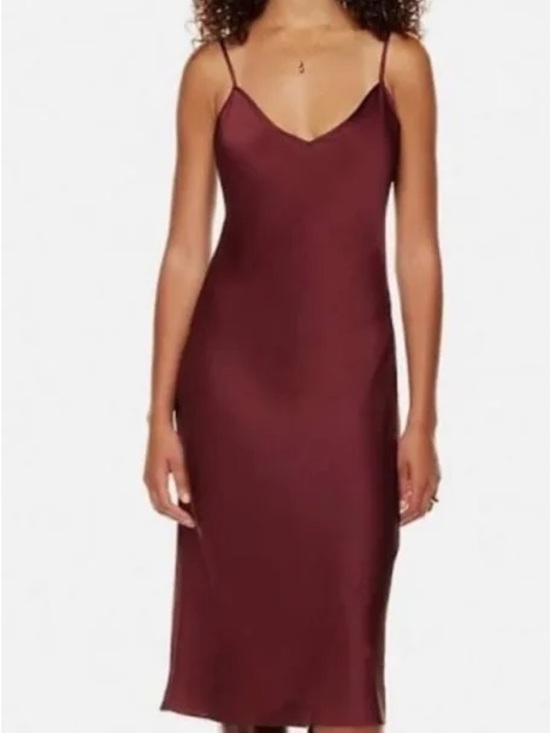 Wilfred Dresses & Skirts - Wilfred Maroon/Burgundy Satin Midi Slip Dress — Size M
